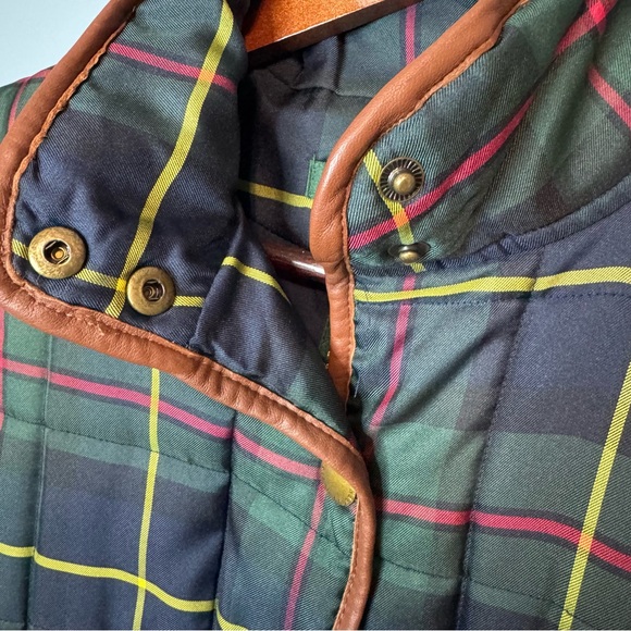 Lauren Ralph Lauren Equestrian Polo Plaid Tartan Quilted Vest w/ Leather Trim S - Picture 7 of 13